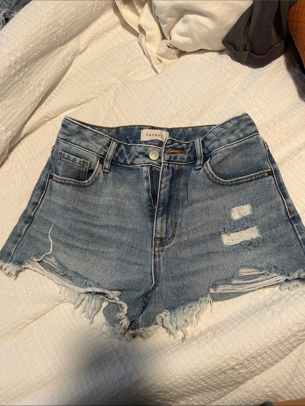 PacSun Light Wash Distressed Denim Cutoff Shorts
